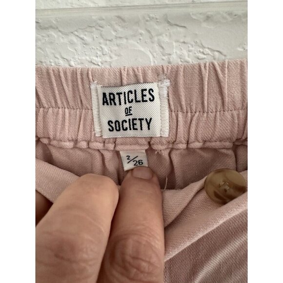 NWT Article of Society Kate Linen Tailored Shorts 2‎ / 26 Dusty Rose Beachy Y2K - Picture 2 of 12